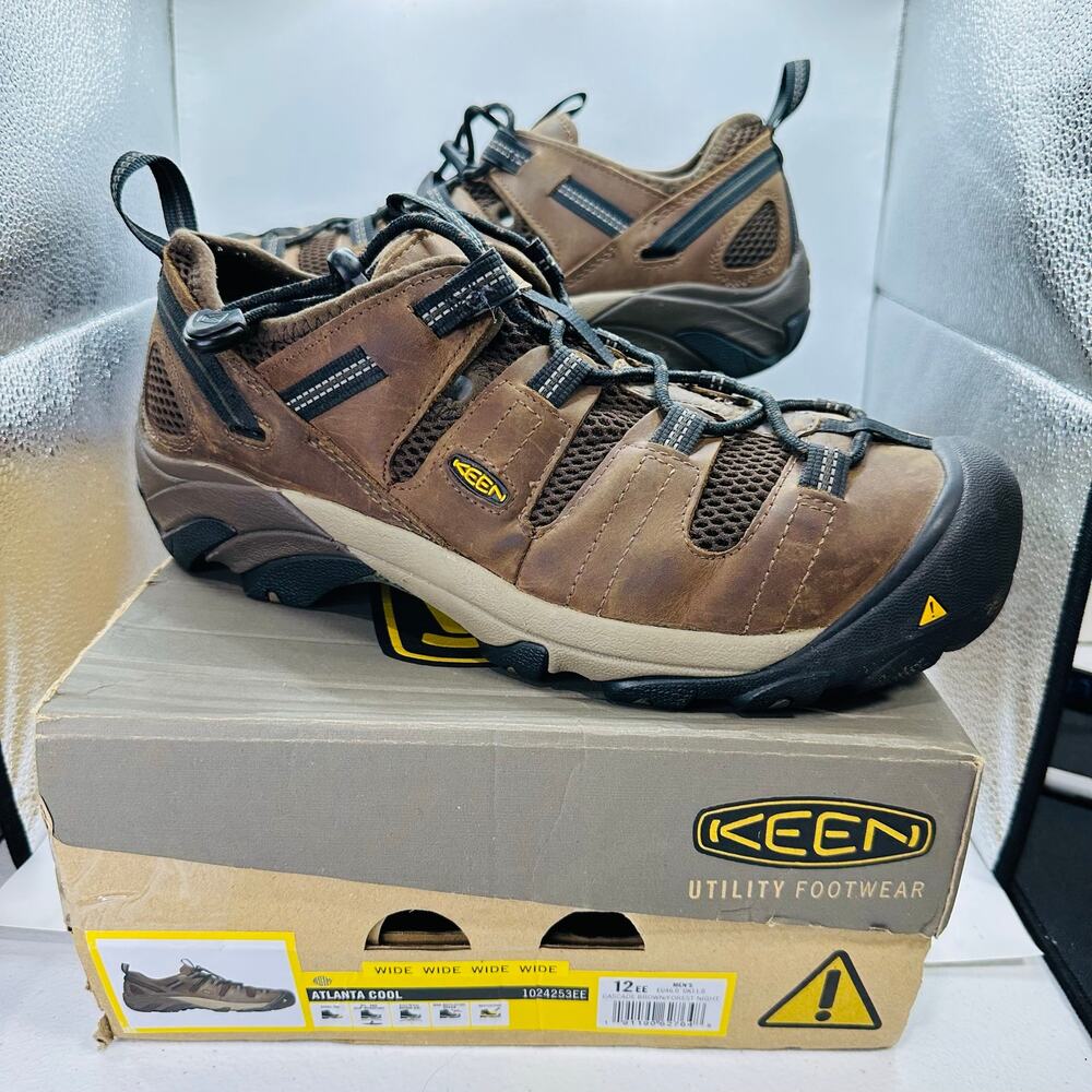 KEEN Utility Atlanta Cool Men's Work Safety Shoes Brown Soft Toe | Size 12 (2E)